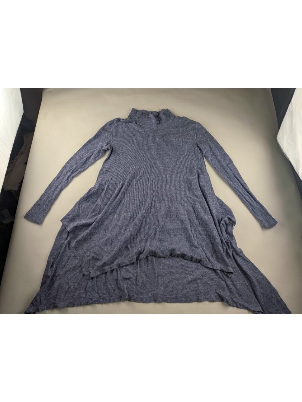 Free People Blue Turtleneck Asymmetrical Hem Tunic Top